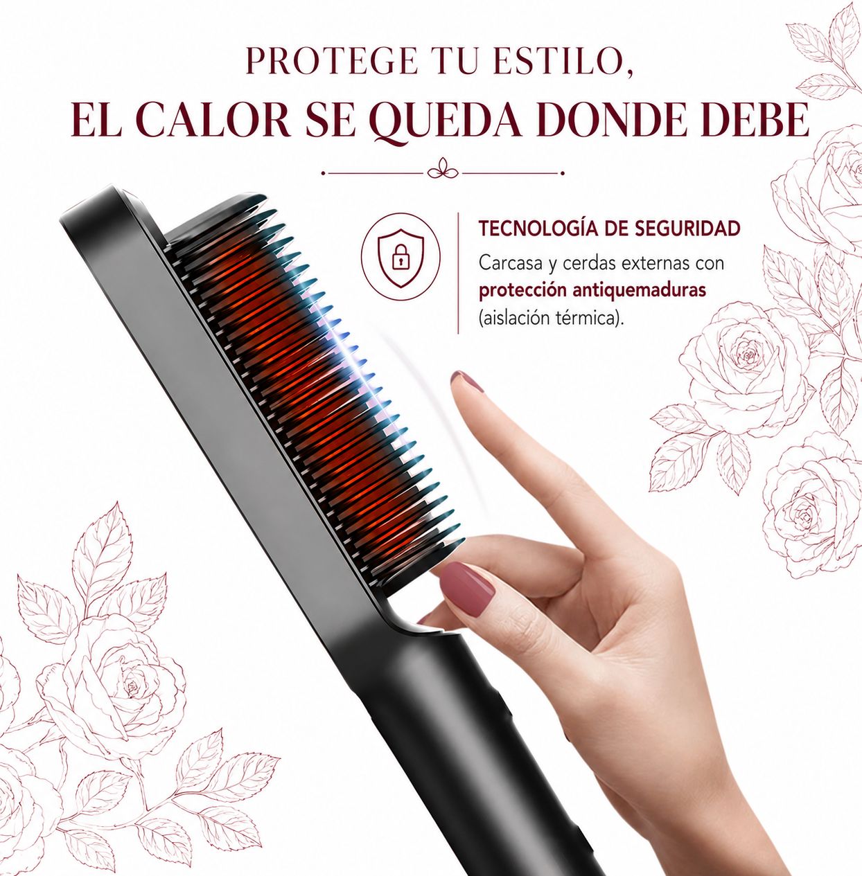 Cepillo alisador eléctrico , anti Frizz