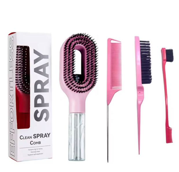 cepillo antifrizz con spray roseador mas accesorios