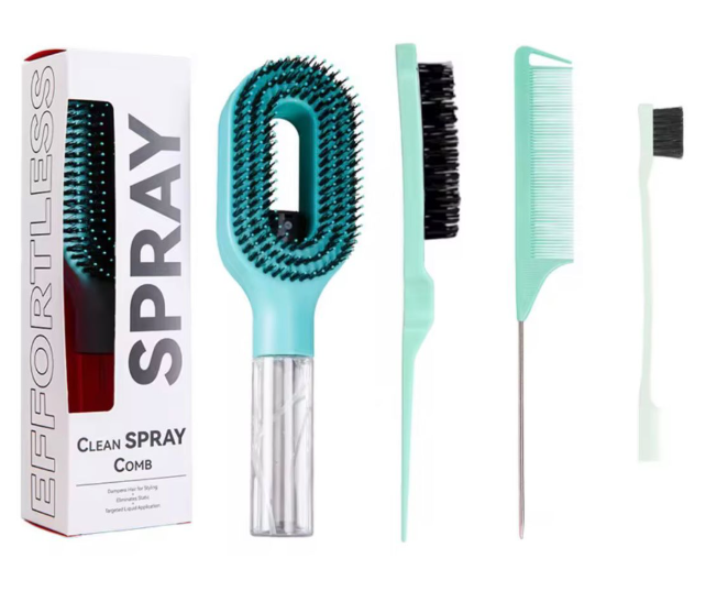 cepillo antifrizz con spray roseador mas accesorios