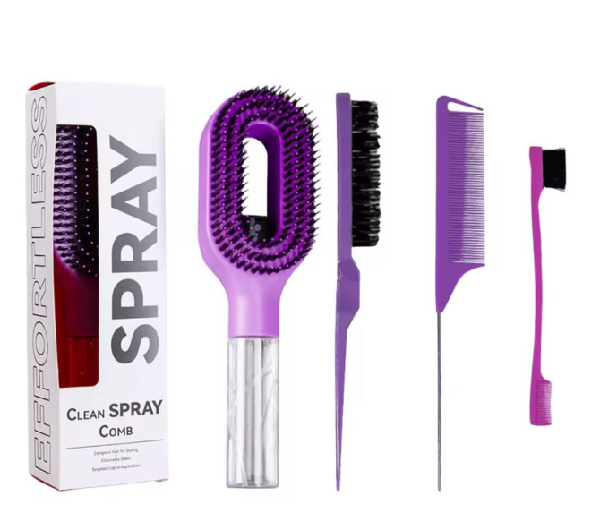 cepillo antifrizz con spray roseador mas accesorios